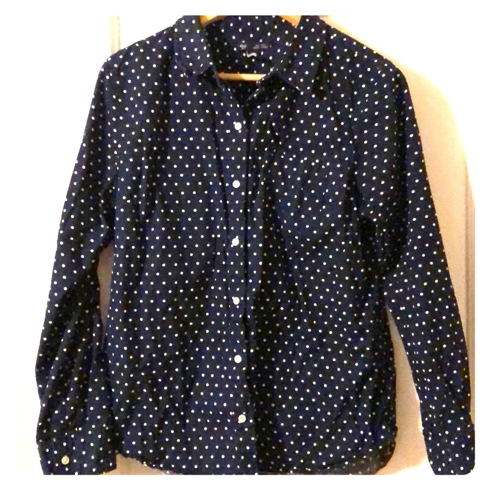 Gap Swiss dot navy blue button up